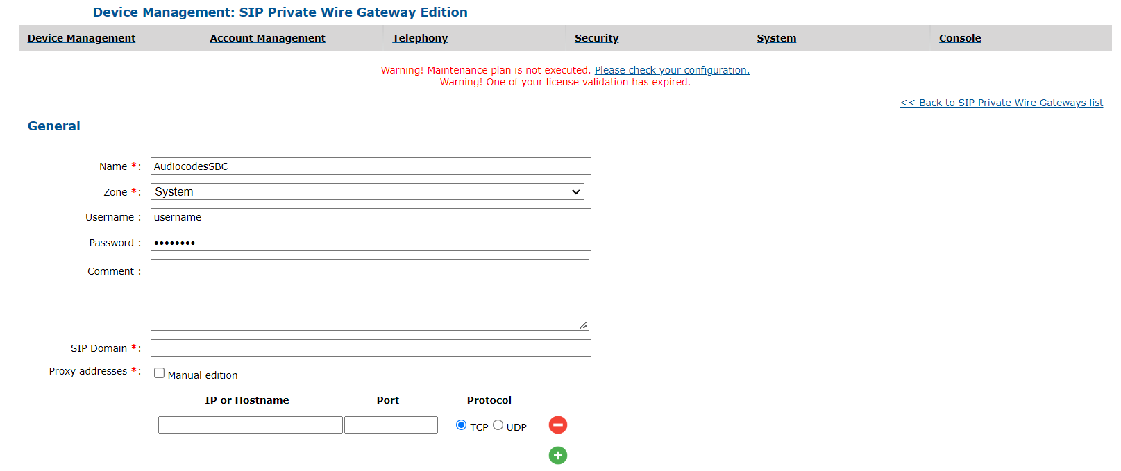 AudiocodesSBC_config