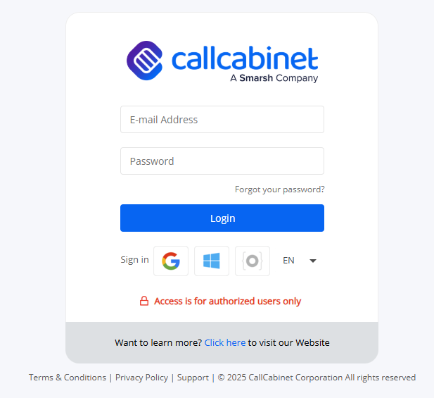 CallCabinet_LoginPage