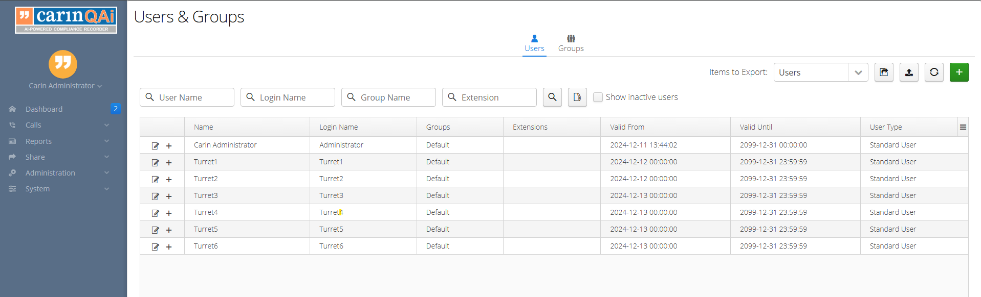 Users List Page