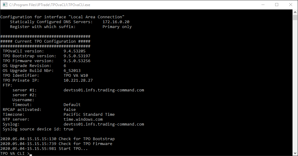 TPOvaCLI Wizard Logscreen off