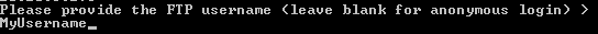 TPOvaCLI Wizard FTP Username