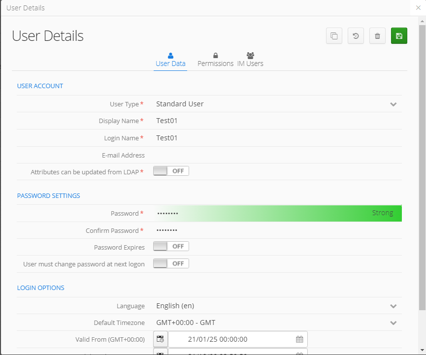 Carin User Data Configuration