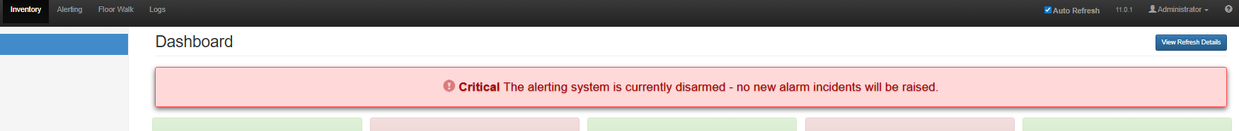 Warning Banner Alerting Disarmed