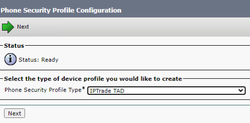 PhoneSecurityProfileSelection