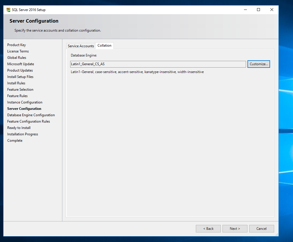 Install MS SQL Server 2016