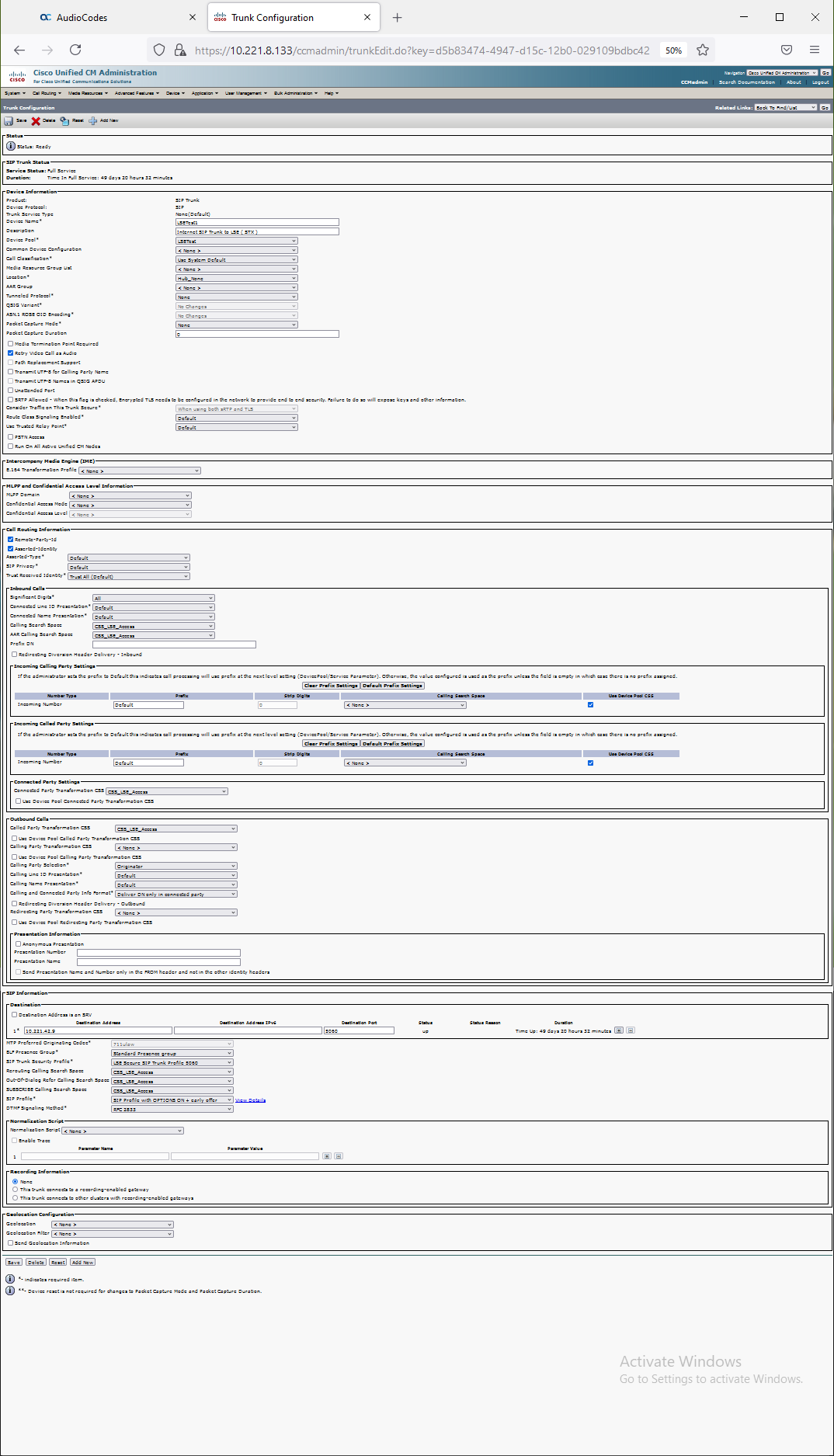 STX-CUCM-SIPtRUNKdETAILS