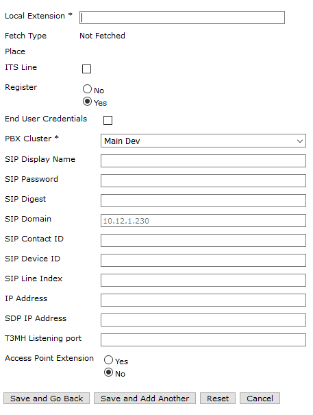 TPO Line creation form